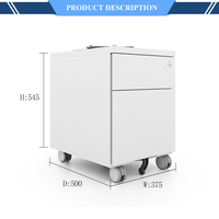 Armoire mobile multifonctionnelle en métal blanc résistant au feu et à l'humidité avec 2 tiroirs Rangement de bureau Classeur