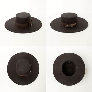Sombrero Fedora Retro Británico de Moda, 100% Lana, Copa Plana, con Adorno de Plumas y Cinta Decorativa, para Invierno - Product Image 2