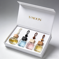 Botella de Vidrio Negra Degradada Clásica Vacía con Tapa de Madera Negra Personalizada, Difusor de Perfume y Aceites Esenciales para Coche, Ambientador Colgante