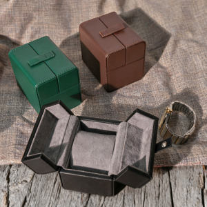 Boîte à montres à double porte en gros d'usine, boîte à montres pour hommes, étui de luxe en cuir PU, étui de rangement pour montres de voyage - Product Image 3