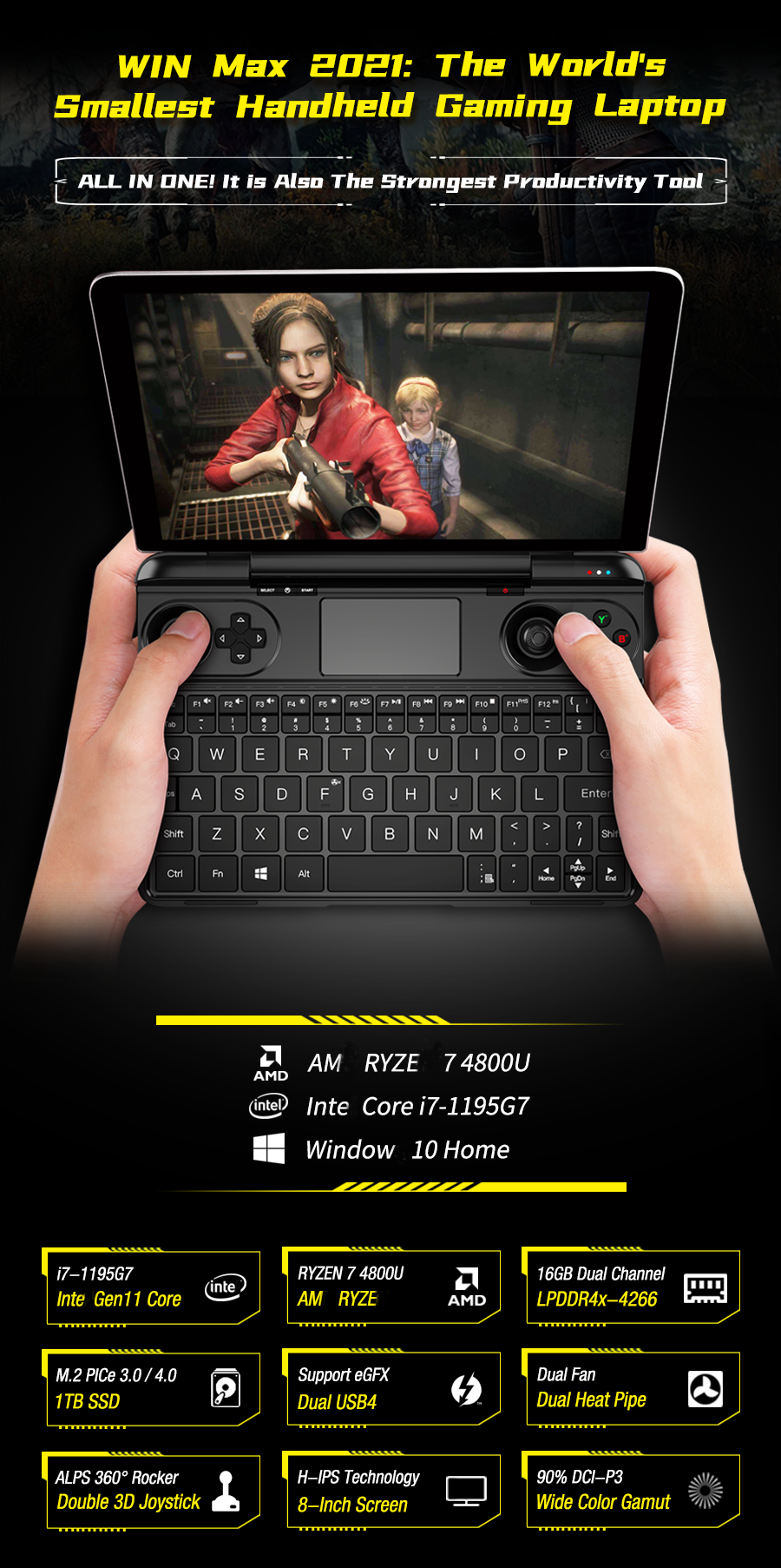GPD Win Max China Mini Gaming Laptop - 8 Inch Screen