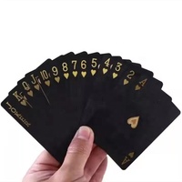 Cartes à jouer publicitaires en PVC noir imperméables, fabriquées en usine, avec logo personnalisé, écologiques, pour la famille, en double boîte
