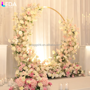 LEDA Modern <b>Wedding</b> Stage Decoration Round Metal <b>Backdrop</b> Gold Hanging Flower Arch Flower <b>Stand</b> - Product Image 2