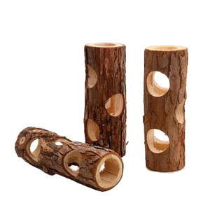 Gouden Zijden Beer Huisdier Brandhout Stompkooi Modieuze Houten Landschapstunnel Voor Tandenknarsen En Verlichting Van Verveling - Product Image 4