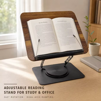Support de livre pliable portable réglable en hauteur à 360 degrés avec cadre en acier au carbone de haute qualité pour bureau et salle d'étude