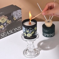 Coffret Cadeau Parfumé Fleurs des Quatre Saisons – Bougies d'Aromathérapie Sans Flamme, Cire de Soja Sans Fumée, Parfum Air Frais, Durée 60-90 Jours