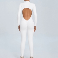 Combinaison de yoga nude essentielle pour femmes, à manches longues et fermeture éclair américaine, séchage rapide, en Spandex/Nylon, pour le sport