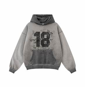 Sudadera con capucha unisex de alta calidad Otoño e invierno Estampado suelto Sudadera con capucha lavada pesada de gran tamaño - Product Image 2