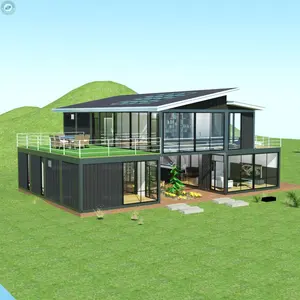 Standar Australia 320Sqm Kemasan Datar Pengiriman Rumah Kontainer Dapat Disesuaikan Rumah Modular Pengiriman Mewah