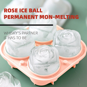 Gran oferta verano 4 cavidades gran pelota de Golf bandeja de cubitos de hielo fácil liberación reutilizable Rose hockey sobre hielo molde de silicona con tapa - Product Image 4