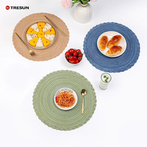 แผ่นรองจานสำหรับร้านอาหาร ขายส่ง แผ่นรองจานทำมือจากผ้าฝ้ายทอมือ แผ่นรองจานกันความร้อน - Product Image 4