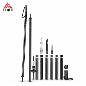 Bâton de marche pliable d'extérieur, canne de survie tactique avec boussole, lame de scie, tournevis, allume-feu, randonnée, trekking - Product Image 1