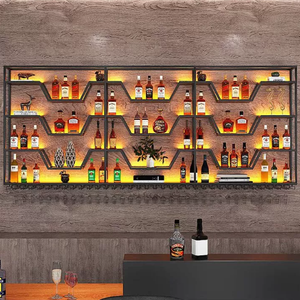 Fabrika yapımı demir sanat eseri duvar tipi şaraplık, duvara monte şarap teşhir standı, restoran içecek teşhiri için saklama rafı - Product Image 1