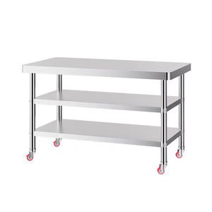 Hoge Kwaliteit 304 Roestvrij Staal Prep Werkbank 4 Wielen Rvs Werktafel Voor Hotel Keuken - Product Image 1