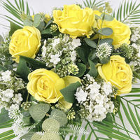 Fleurs en pot 3D du cimetière funéraire de roses jaunes haut de gamme, adaptées au mémorial de deuil de la pierre tombale du cimetière