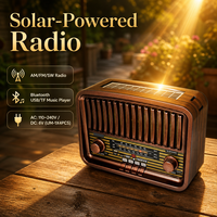 OEM Kundenspezifisches Logo Private Mold Klassisches Retro-Holzmaserung-Radio mit FM AM SW 3-Band-Empfang, BT, USB, TF-Karten-MP3-Player, wiederaufladbarem Akku für Zuhause