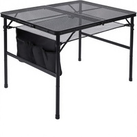 Table de barbecue pliante 3x2FT, portable, réglable en hauteur, plateau en métal grillagé, pour camping, pique-nique, plage, barbecue, noir, mobilier d'extérieur