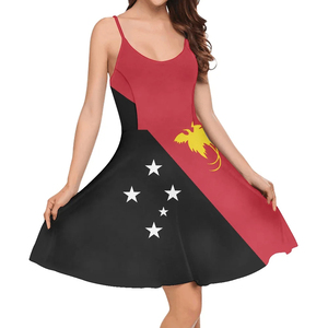 Papúa Nueva Guinea Tribal patrón estampado Sling vestido verano mujeres tirantes cuello redondo <span class=keywords><strong>de</strong></span> talla grande playa falda vestidos casuales - Product Image 4