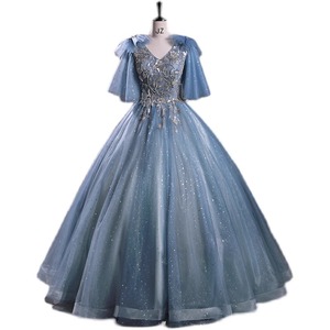 Blue Chiffon Empire Waist Tutu Skirt Women Shiny Performance Dress Adult Size 12-15 - Product Image 5