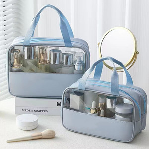 Trousse de maquillage rose trousse de toilette pour femme sac à main en cuir de crocodile - Product Image 4