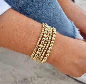 سوار خرز مرن قابل للتكديس من الفولاذ المقاوم للصدأ المطلي بالذهب عيار 18 قيراط للنساء والفتيات المراهقات - Product Image 2