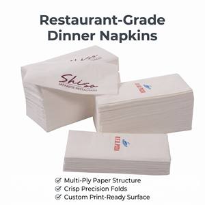 Serviettes en papier blanches douces imprimées 2 plis, personnalisables avec logo, style sac, jetables, 4 plis, pour la restauration - Product Image 2