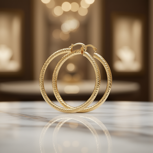 Orecchini a Cerchio in Oro E4427, Stile Classico per Uso Quotidiano, Gioielli Unisex - Product Image 2