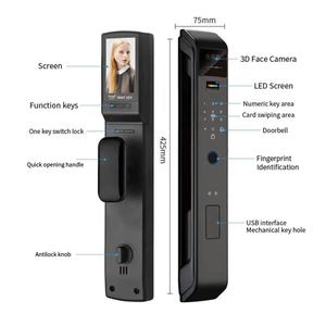 Cerradura de Puerta Inteligente Digital Eléctrica con Huella Dactilar Automática, Diseño 3D con Degradado, Resistente al Agua, Accesorios para Puerta - Product Image 2