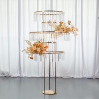XWLC Royal Diamond Luxurious Ferris Wheel Gold Metal Acrylic Customizable Table Flower Stand Wedding Centerpiece Decoration
