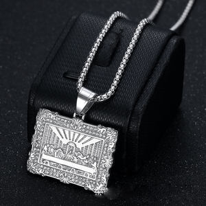 Collar con Dije de La Última Cena Estilo Hip Hop con Circonitas Cúbicas Incrustadas Joyería de Moda de Acero Inoxidable 316 para Hombre y Mujer Venta al por Mayor 2025 - Product Image 3