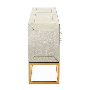 Meuble <span class=keywords><strong>miroir</strong></span> antique Jonathan Adler, console de luxe personnalisée avec <span class=keywords><strong>miroir</strong></span>, base en acier inoxydable doré, buffet - Product Image 4