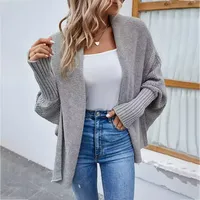 महिलाओं के स्वेटर शरद ऋतु शीतकालीन नए ठोस रंग दुपट्टा कॉलर Batwing आस्तीन ढीला फिट बुना हुआ कोट Traf कार्डिगन स्वेटर महिलाओं