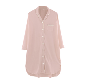 Qualité Offre Spéciale Solide Polyester Modal Manches Longues Pyjamas, Élégant Doux Femmes Respirant Séchage Rapide Chemises De Nuit - Product Image 1
