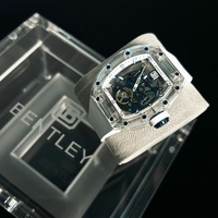 Elegante Reloj Automático de 42.2mm con Esfera Analógica, Correa Cónica de FKM, Caja Tonneau, Acero Inoxidable de Alta Calidad y Cristal