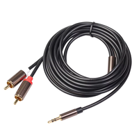 Câble audio adaptateur stéréo 3,5 mm Jack vers 2 RCA AUX, 1 m, blindage combiné en PVC pour ordinateur, haut-parleur, amplificateur, microphone