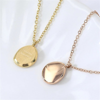 Collier en acier inoxydable personnalisable avec pendentif ovale biseauté, chaîne à maillons en or, argent, or rose, bijoux vierges gravables
