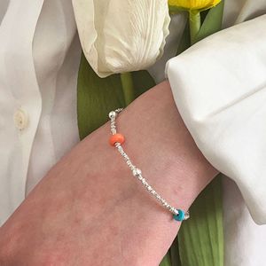 Bracelet en argent sterling Yinruitai S925 avec perles arc-en-ciel pour femmes, bracelet simple fait main avec fragments d'argent irréguliers, bracelet polyvalent - Product Image 1
