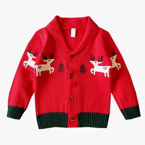 BW08 mode <span class=keywords><strong>petit</strong></span> garçon Cardigan manteau mignon cerf col en v <span class=keywords><strong>pull</strong></span> manteau vêtements <span class=keywords><strong>de</strong></span> noël pour enfants noël tricoté Cardigan - Product Image 4