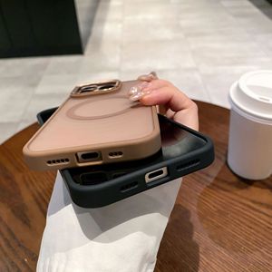 For <strong>iPhone</strong> 16 Pro Max <strong>Case</strong> Wave <strong>Pattern</strong> 14plus Skin Feel Metal Lens Button Protective TPU PC Matte Frosted Magnetic <strong>Case</strong> - Product Image 5