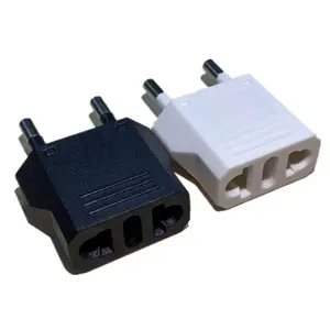 Konverter Daya Adaptor Steker Eropa Perjalanan Tembaga Murni Kecil, Adaptor Pengisi Daya Konverter Tipe C Ke Adaptor Perjalanan Uni Eropa