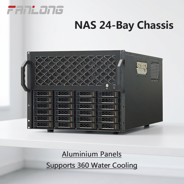 24-drive Nas case Rackmount Support ATX Motherboard Redundant Power Supply 360 Water-cooled Storage Server
