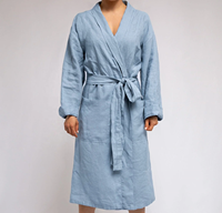 Peignoir en lin de lin européen personnalisé en gros, léger et luxueux, pour femmes, hommes, hôtels et spas