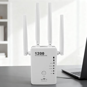 Répéteur <span class=keywords><strong>WiFi</strong></span> <span class=keywords><strong>avec</strong></span> extension de <span class=keywords><strong>port</strong></span>ée réseau longue distance 1200 Mbps, répéteur <span class=keywords><strong>WiFi</strong></span> 5 sans fil <span class=keywords><strong>avec</strong></span> deux ports <span class=keywords><strong>Ethernet</strong></span> 100M - Product Image 2