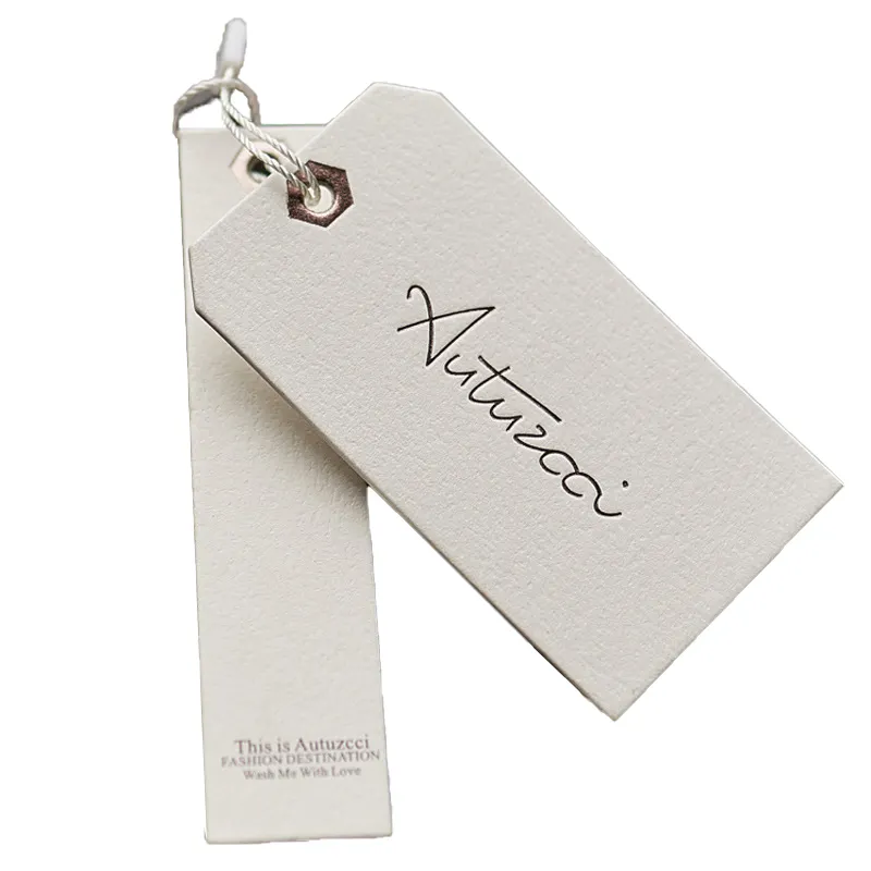 Étiquettes volantes en papier de luxe personnalisées chaîne vêtements étiquettes volantes étiquettes suspendues en carton étiquette pivotante accessoires de vêtement pour robe manteau