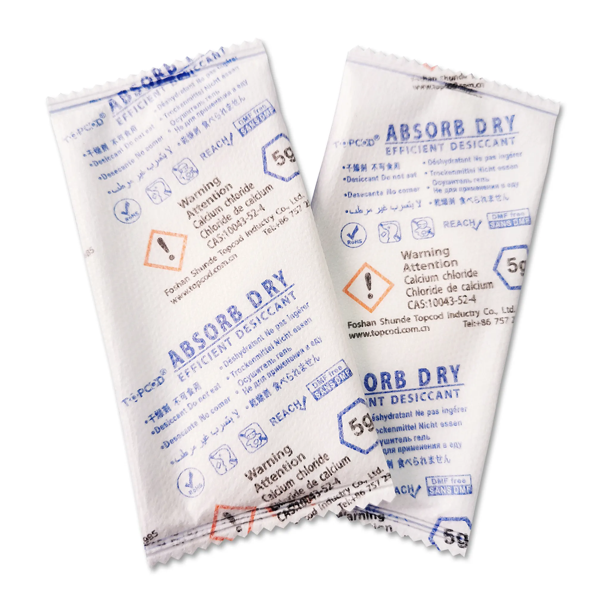 300% Moisture Absorption Capacity Calcium Chloride Desiccant Sachets Used for Garment Packing Super Dry Desiccant Pack