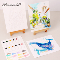 Bloc de peintures à l'eau solides 12 couleurs, livre de dessin créatif pour enfants, anti-stress, pour gribouiller et colorier