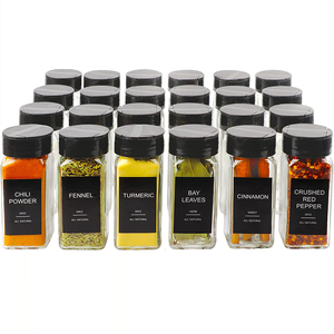 Glass Spice Jars with Plastic Shaker Lid 4oz 120ml Square Spice Jars Bottles with Spice Labels