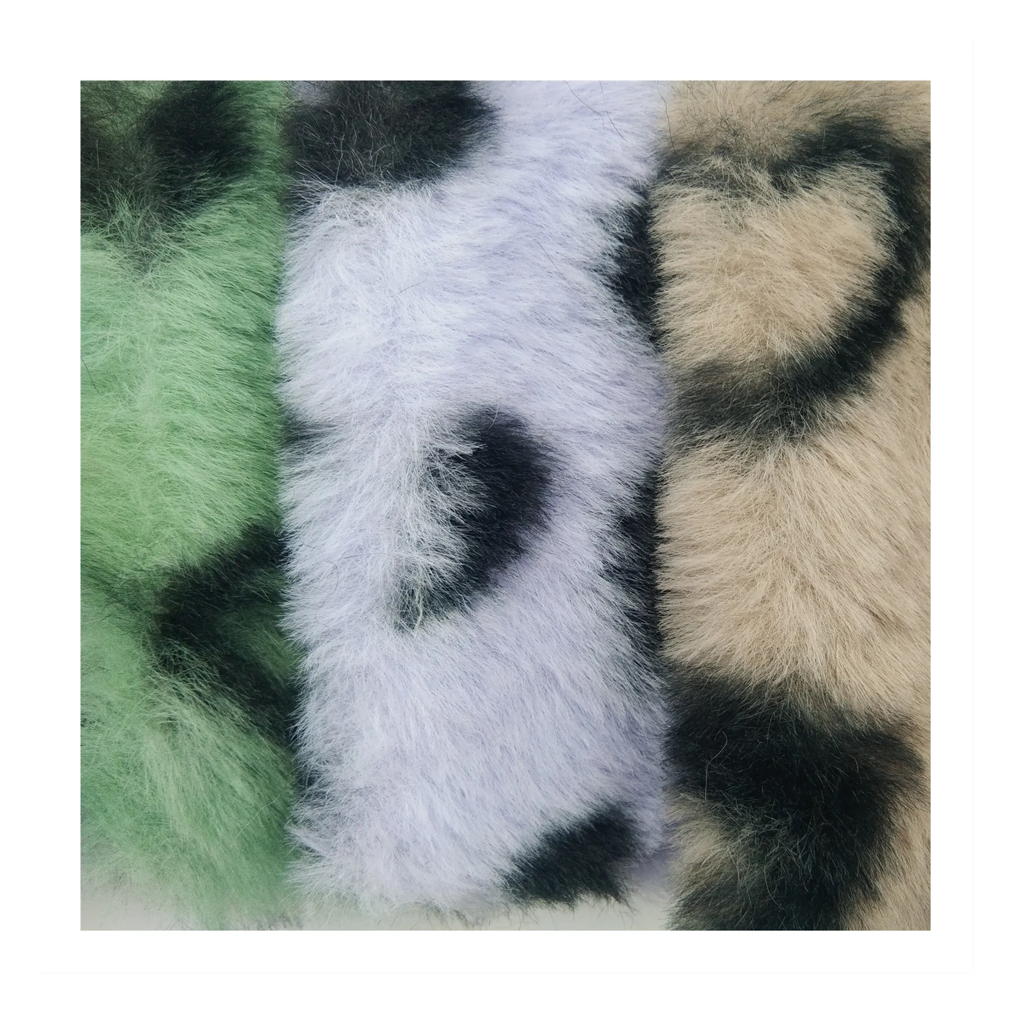 11 Colors Cute Heart Printed Rabbit Faux Fur Fabric Popular Style In Stock Fur for Garment/Hometextile/Toys