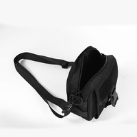 Sac à bandoulière carré noir amovible en gros pour homme, pochette de téléphone Molle avec fermeture éclair avant, style motard en polyester
