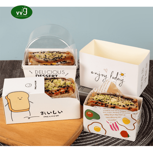 Vvg gói thực phẩm hộp giấy tùy chỉnh Takeaway dày trứng bánh mì nướng Hamburger ăn sáng bánh sandwich Hộp bao bì - Product Image 2